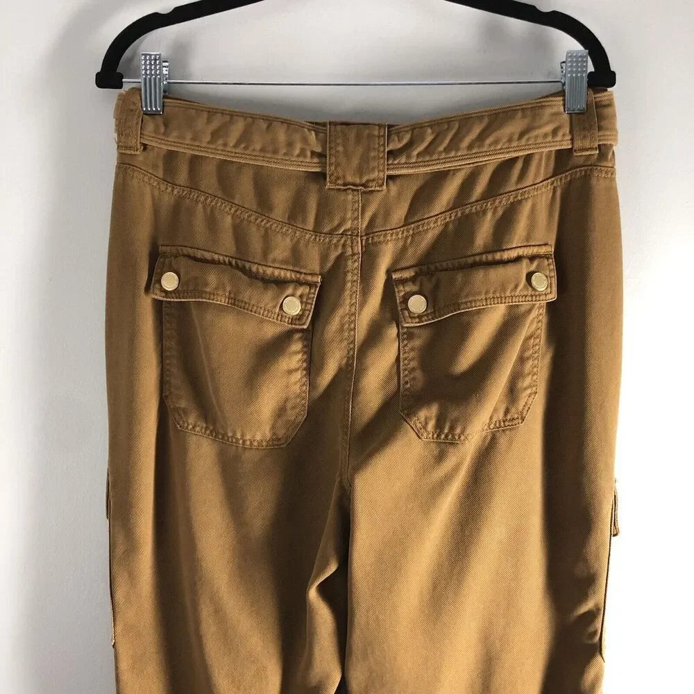 White House Black Market Sz 6 Cargo Pants High‎ Rise Straight Ankle Bronze Brown